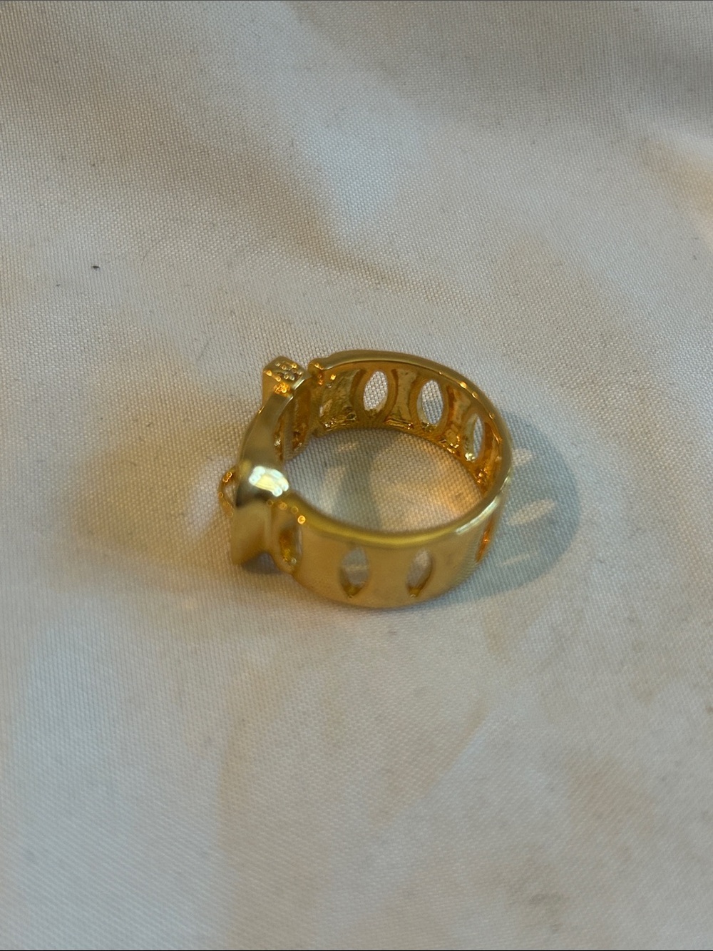 Gold-Tone Crystal Buckle Ring - Women Jewelry - Picture 2 of 5